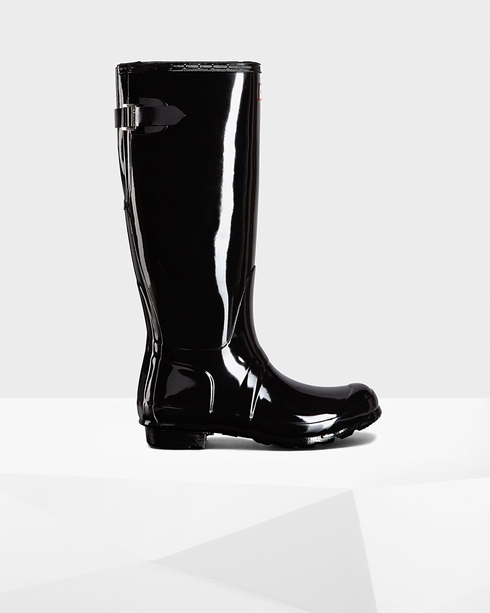 Botas de Lluvia Altas Hunter Mujer - Original Back Adjustable Gloss - Negros - NURDVJT-42